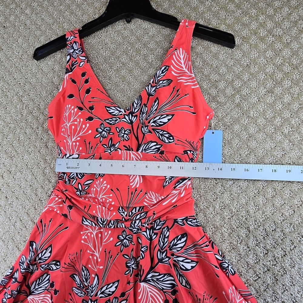 Yonique Swim Dress One Piece Swimsuit Women's Medium Coral Floral NWT - Picture 3 of 9